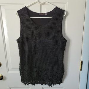 FYLO Sleeveless Mesh Front Top, Black Size XL